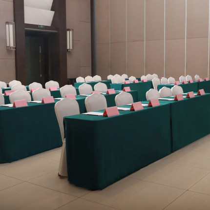 会议桌套定制长方形酒店台裙展会台布高级感签到台办公桌套罩桌裙