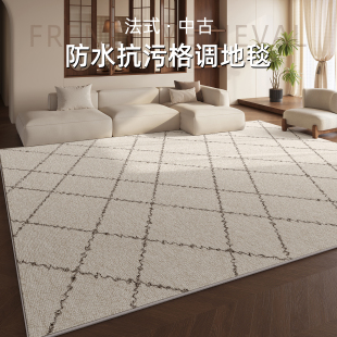 法式 地毯客厅2024新款 中古风免洗可擦卧室床边毯家用茶几地垫防水