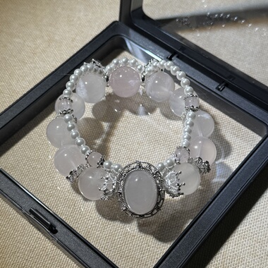 原创粉晶魔盒粉雪幽灵13.7mm+果冻马粉+白贝珠桃花宫廷公主巴洛克