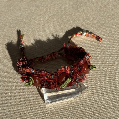 原创平安果编绳手串玛瑙苹果平平安安天然玛瑙毛绒手绳【143】