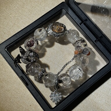 原创橙咖幽灵+高透碎冰油胆闪灵钻16.5mm黑发晶红铜发金太阳【191