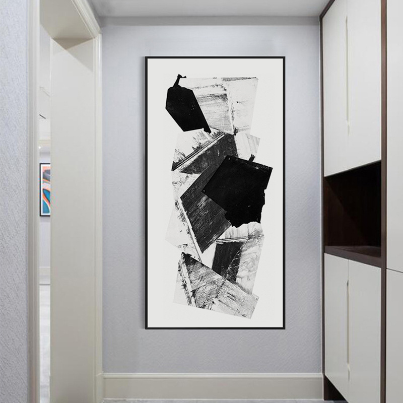 抽象画玄关黑白风景挂画走廊过道装饰画现代客厅沙发