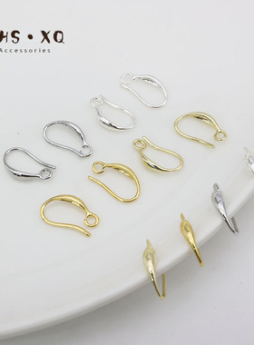 14k包金保色扁形简约吊圈耳钩光面素款耳环手工diy制作耳饰品配件