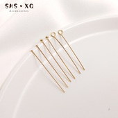 14K包金保色T针9字针圆头针diy手工配件平头珠头针串珠耳饰品材料