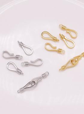 铜镀18k厚金鱼钩饰品扣手工diy项链手链连接扣高保色饰品配件材料