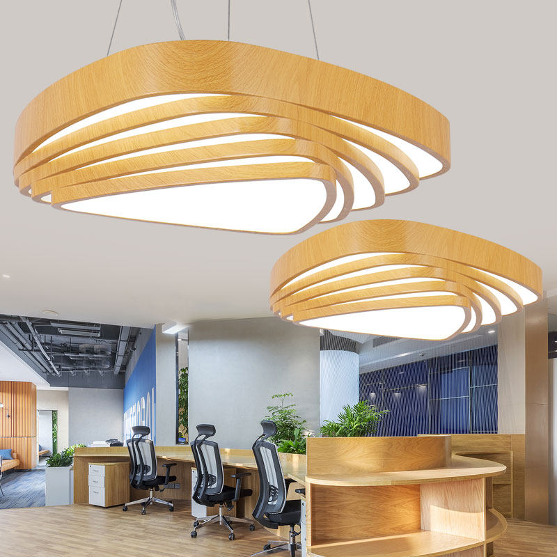 北欧木纹色led吊灯创意个性餐厅客厅卧室前台网咖健身房舞蹈室_虎窝淘