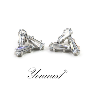 Youuus1钛合金耳钉莫比乌斯手抛光内螺纹安全材质5AG锆石镶嵌热销