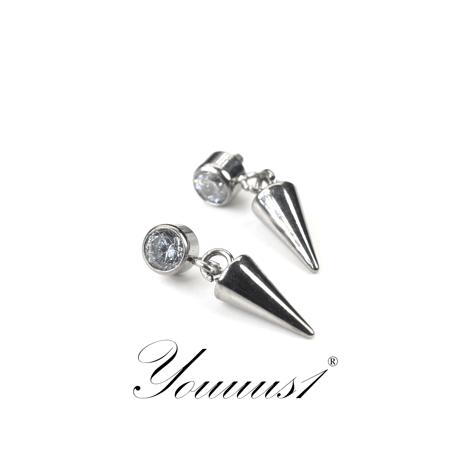 Youuus1钛合金耳钉尖锥吊坠简单款福利小众全f136材质耳骨钉