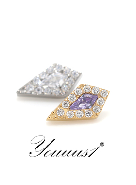 Youuus1 钛合金耳钉满钻菱形一个装7a锆石隐形镶嵌耳骨钉福利热销