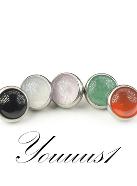 Youuus1 钛合金耳钉4mm 极窄包边天然石极简高抛光低调奢品植入级