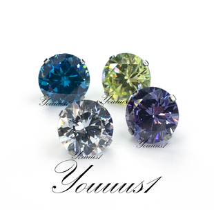 Youuus1钛合金耳钉 8A锆石镶嵌高品质耳骨钉植入级材质防过敏热销