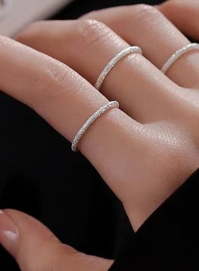 999纯银几何古法素圈女士对戒