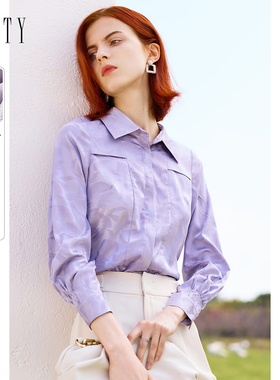 FINITY2023年春季衬衫女气质时尚宽松减龄休闲长袖雪纺上衣女