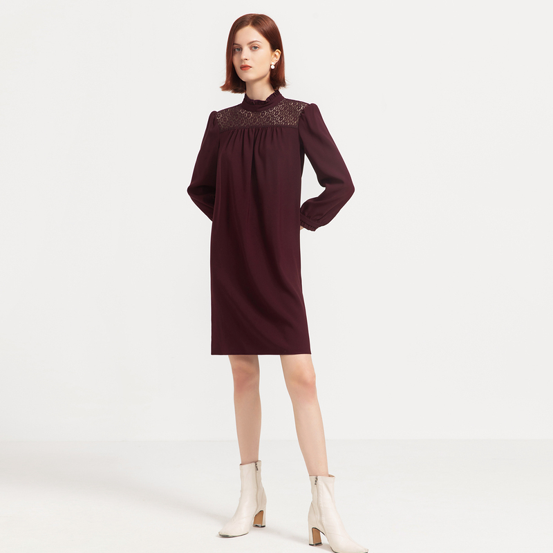 FINITY秋装中式复古连衣裙女气质高贵休闲中长款裙子女