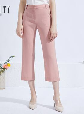 FINITY2022年秋装新款女装显瘦直筒九分裤女微弹宽松女士休闲裤