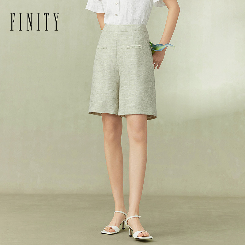 FINITY菲妮迪春款女装高腰显瘦百搭九分直筒薄款休闲裤女