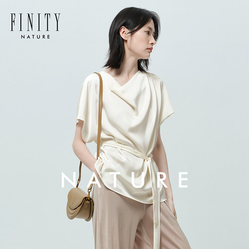 【NATURE系列】菲妮迪T恤2024夏简约设计感不规则短袖上衣女