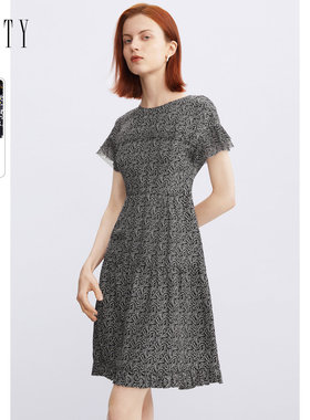 【100%桑蚕丝】FINITY菲妮迪真丝连衣裙夏季轻奢印花修身A字裙