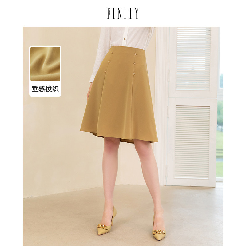 FINITY2024年冬季简约半身裙女高腰宽松休闲显瘦短款裙子女