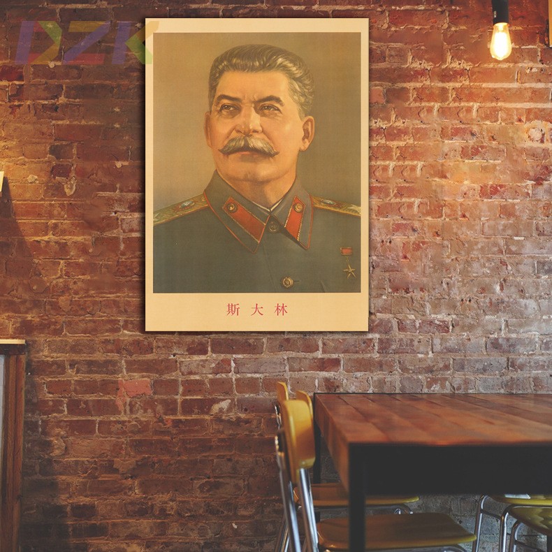 斯大林画像斯大林复古宣传画外国名人领导装饰画客厅学校墙画壁g1