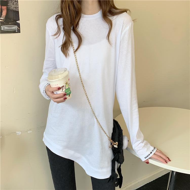 Real shot real price ~ Korean loose letter embroidery irregular white T-shirt~