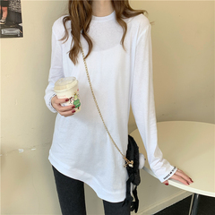 Real shot real price ~ Korean loose letter embroidery irregular white T-shirt~