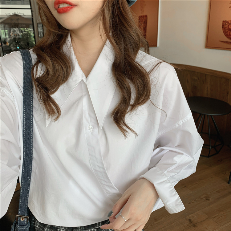 Real price ~ Korean early autumn ins shirt with slant placket button and tie asymmetric design~