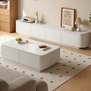 实木电视柜家用客厅落地电视机柜茶几组合小户型收纳柜岩板置物柜