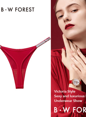维多利亚红色性感纯欲风水钻内裤女士薄款2025新款低腰丁字三角裤