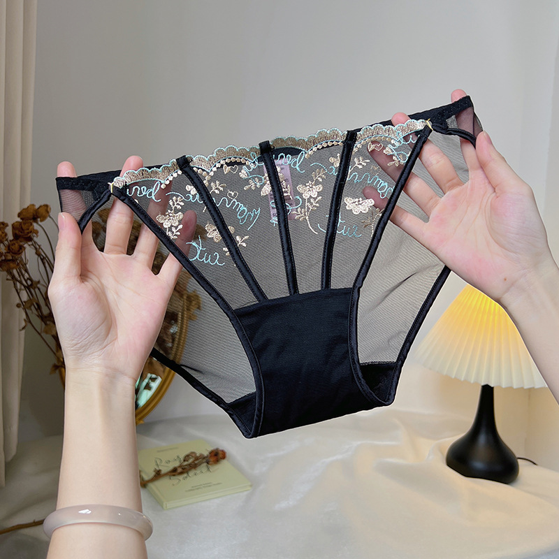 维多利亚黑色性感蕾丝网纱纯欲风内裤女士2025新款夏季薄款三角裤