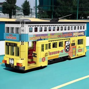 中国积木拼装 城市双层巴士公交汽车男孩益智8拼插儿童玩具6 12岁