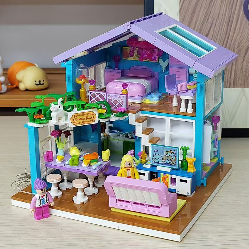 冰淇淋车街景系列小屋拼装房子别墅积木儿童玩具女孩城堡生日礼物