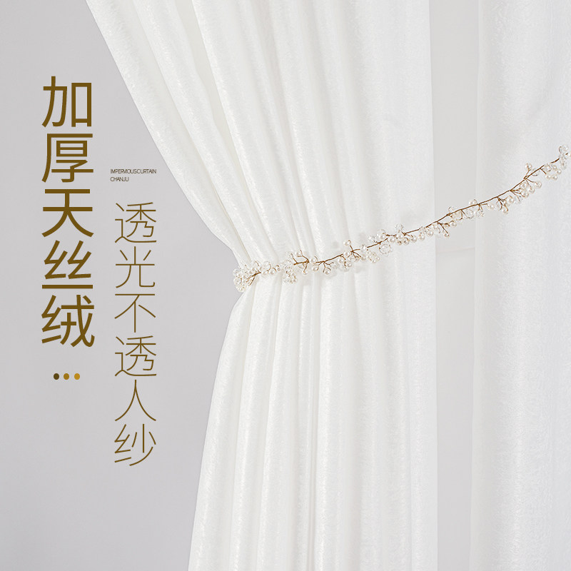 窗帘纱帘透光不透人纱白纱窗帘天丝绒窗纱客厅卧室阳台纱飘窗沙帘