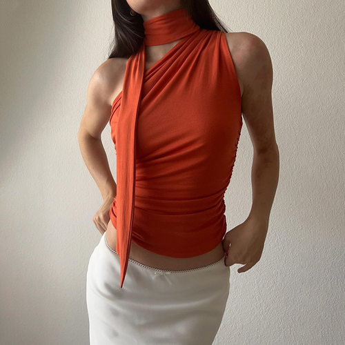 2023 Off Shoulder Halter Tank Tops WomenVintage Crop Top Y2K