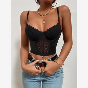 Lace Embroidery Bralette Bustiers Tops Summer Tank Floral