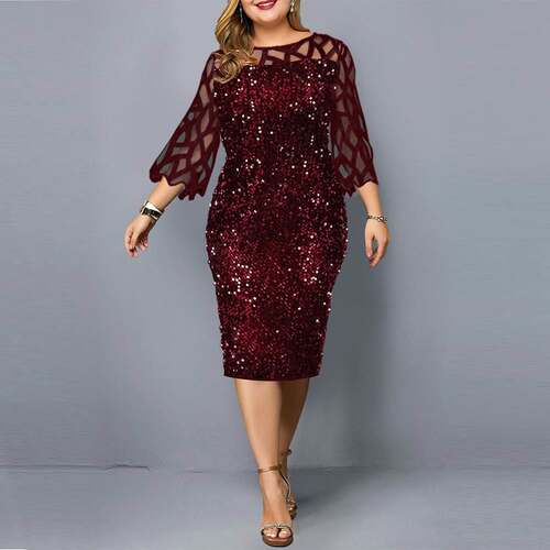 2022年春季个性大码修身显瘦连衣裙 Fat Lady Pencil Dress Party