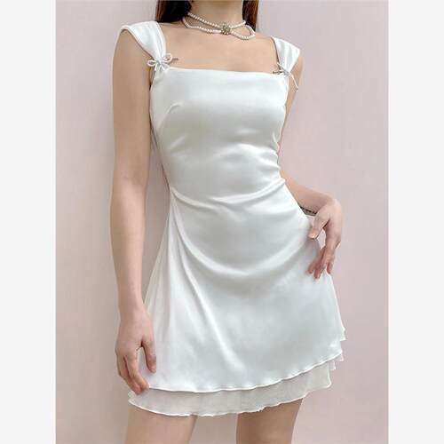 A Line Birthday Dress Goth Y2K Mini Dresses Two Layer Korean