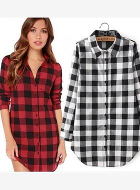 Women Plaid Winter Autumn Blouse Tops Girls Casual Shirts 女