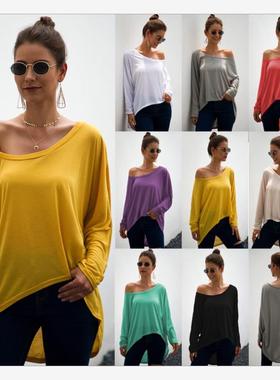 Dew shoulde Sexy Loose Blouse Girls Shirts Women Tops露肩T恤