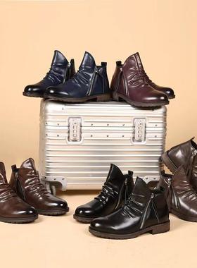 Leather Boots Men Autumn Winter Shoes Big Size 39-48男PU皮靴