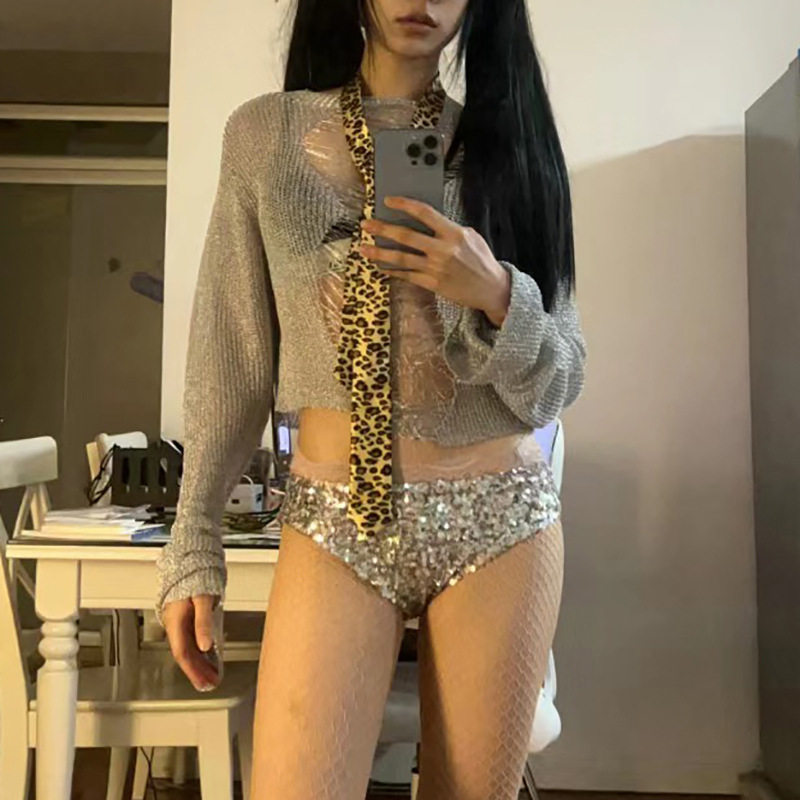欧美辣妹风亮片打底裤女小众