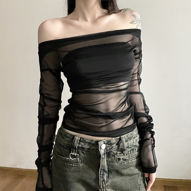 欧美风小众设计感一字领