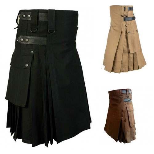 Scottish holiday skirt men's Plaid contrast pleated skirt男