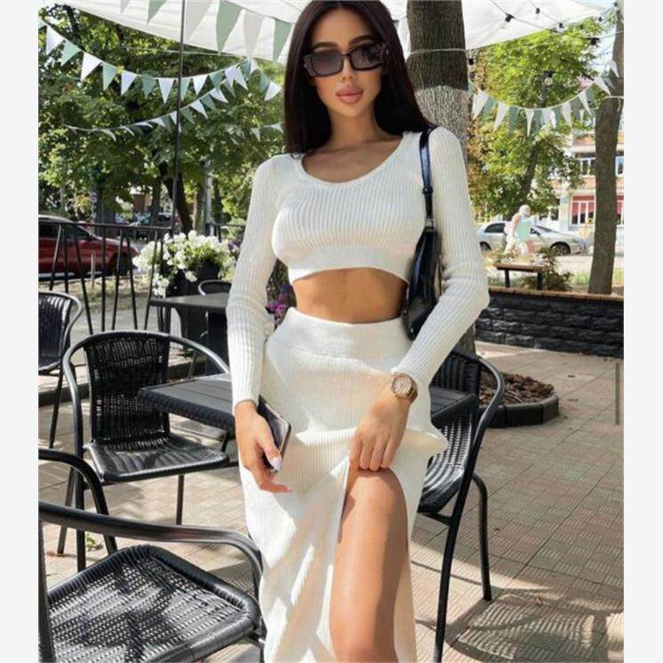 欧美针织毛衣连衣裙2套装女 платье knitted sweater dress