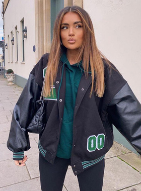 Baseball Jackets Women High Street Loose Jacket Coat Oversiz