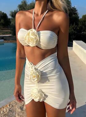Three Pieces Bikini Cover Up Swimwear Women Swimsuit Push Up