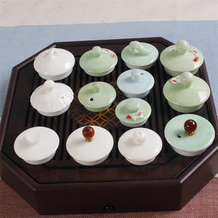 茶杯盖羊脂玉壶盖陶瓷茶壶盖子青瓷配盖托配件零配通用小盖绳子线