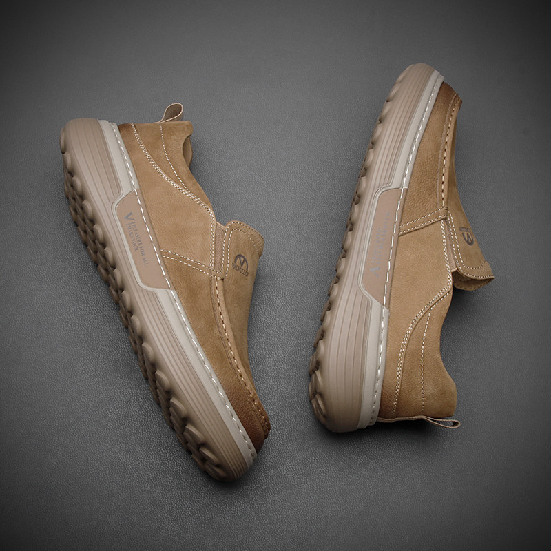 高端轻奢男鞋真皮一脚蹬乐福鞋男士厚底轻便豆豆鞋复古擦色板鞋潮,流行男鞋,乐福鞋（豆豆鞋）,淘宝优惠券,粉丝福利购,淘宝优惠卷