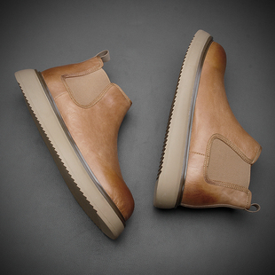 欧美风切尔西靴男士短靴男鞋日系复古烟筒靴厚底马丁靴百搭沙漠靴