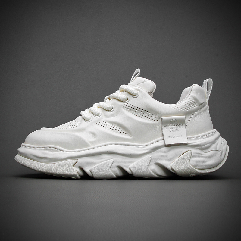 小白鞋夏季真皮男鞋厚底老爹鞋